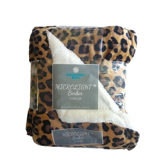 Comfort Bay Microlight Berber Throw Leopard Print NWT - Picture 1 of 7